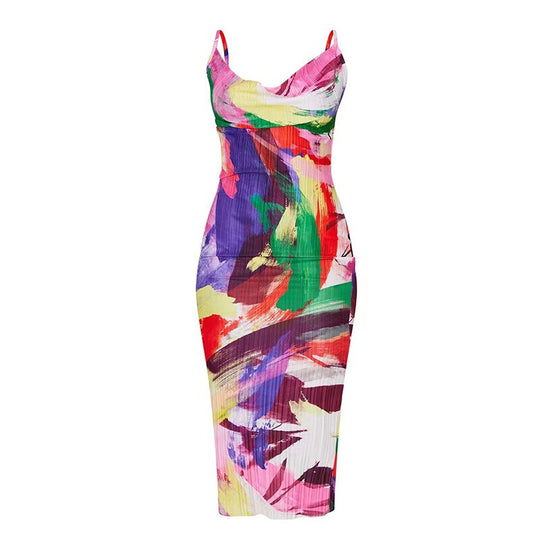 Heidi-Mode | Bedruckte Gefaltete Sling Sommerkleider