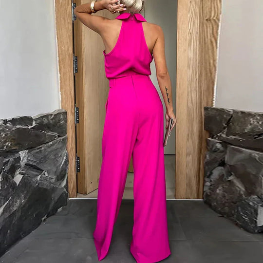 Heidi-Mode | Sexy Off-Shoulder Hohe Taille Jumpsuit Frauen Lässig Ärmellos Breite Beine Solid Romper Elegant Plissee Lose Lang Playsuit