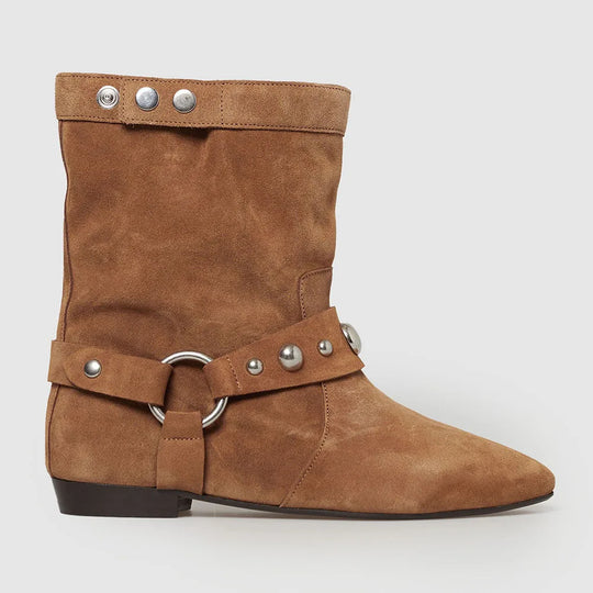 Heidi-Mode | Cowboy-Stiefeletten für Damen mit niedrigem Absatz und rutschfester PU-Sohle