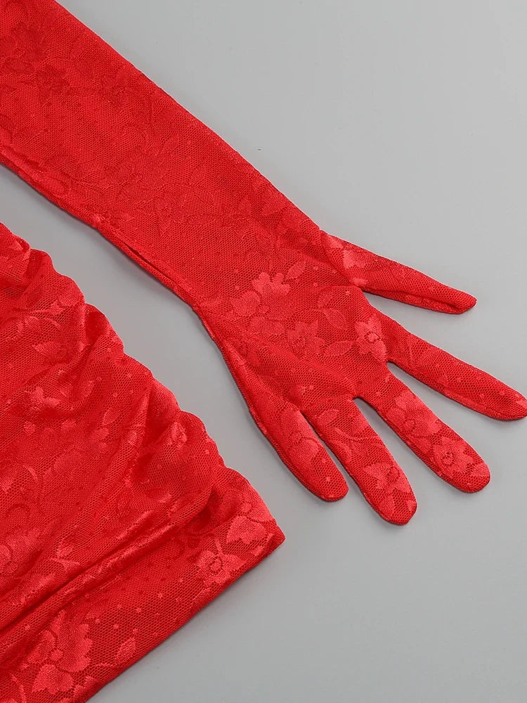 Heidi-Mode | Neue Sexy Handschuhe mit Langen Ärmeln Minikleid