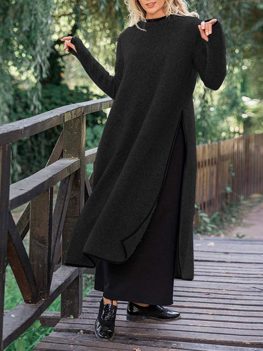 Langes geteiltes Midikleid in lockerer Form