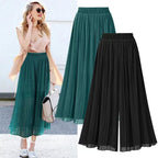 Heidi-Mode - Damenhose mit weitem Bein und Mesh-Detail