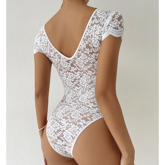 Heidi-Mode - Elegante Body Suit mit Spitzenärmeln und V-Ausschnitt