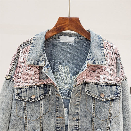 Jeansjacke mit Glitzer