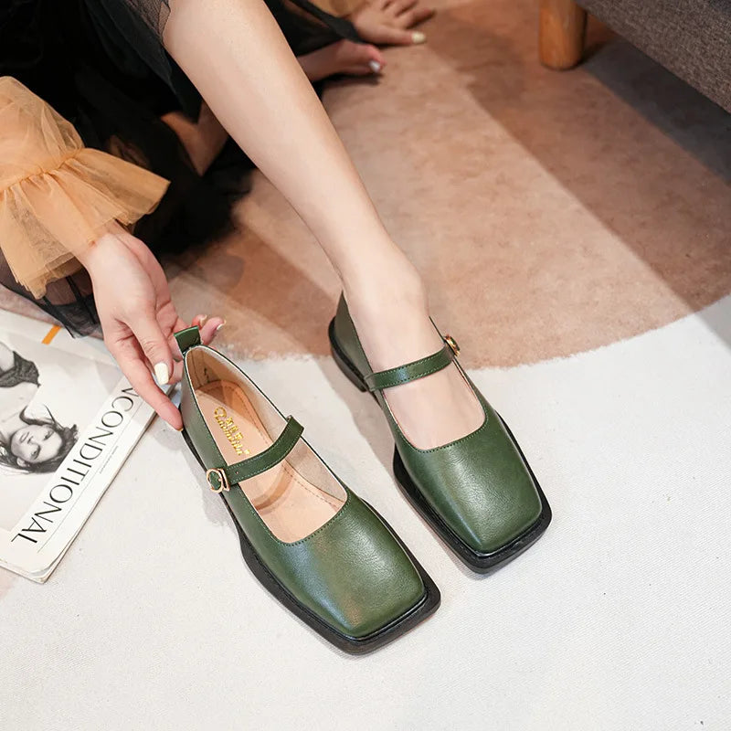 Heidi-Mode | Frühling und Herbst Damen Leder Schuhe Frauen Lässige Schuhe Mode Flache Loafers Britischer Stil Büro und Bankett