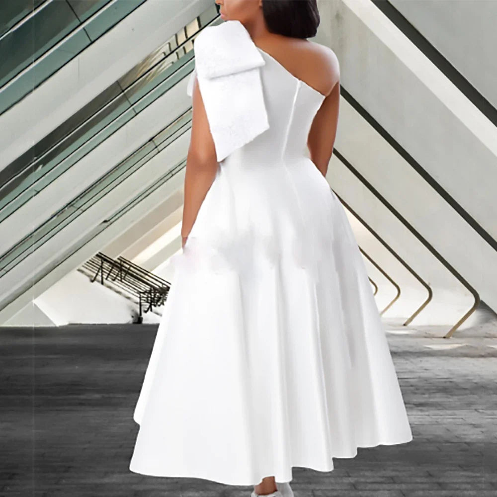 Heidi-Mode | Ein Schulter Bow Ärmelloses Kleid