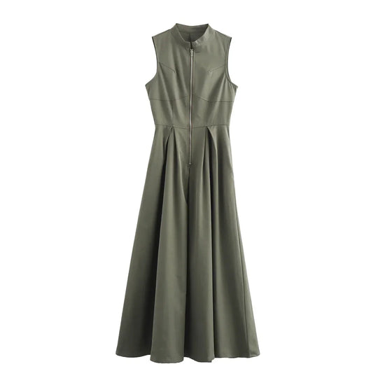 Heidi-Mode | Ärmellos Plissee Elegant Lange Festkleid für Frauen Sherre