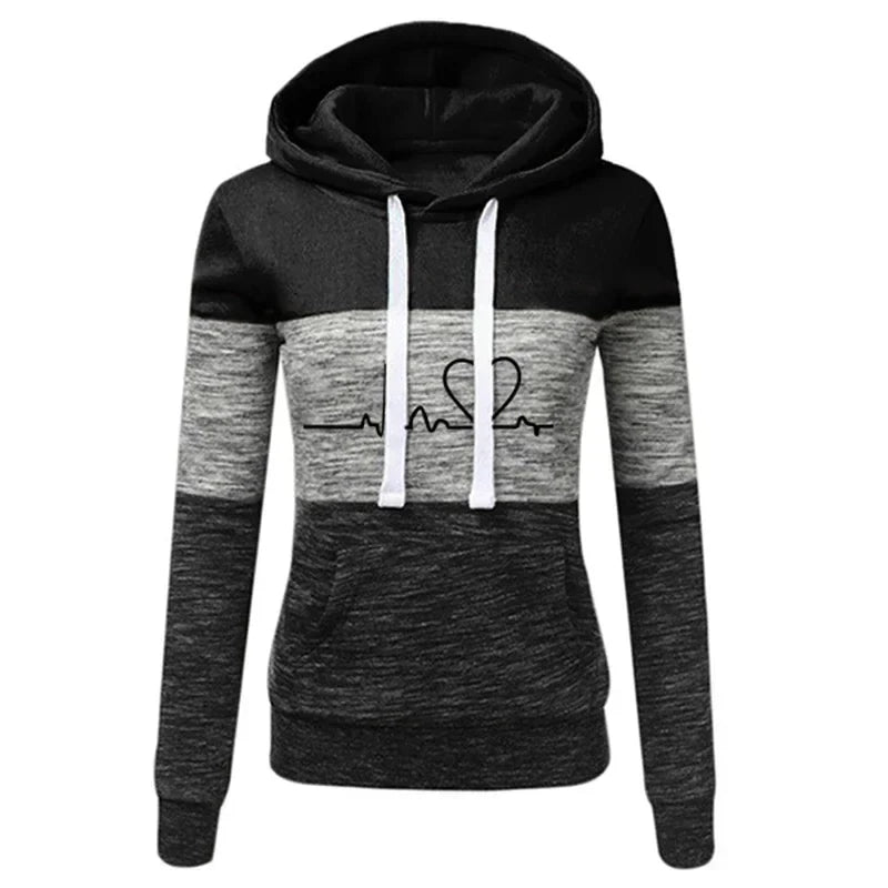 Heidi-Mode | Sweat À Capuche Schnitt Slim Mit Herz Und Beat Druck Für Frauen
