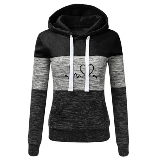 Heidi-Mode | Sweat À Capuche Schnitt Slim Mit Herz Und Beat Druck Für Frauen