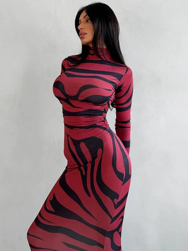 Sexy Leopard-Maxikleid mit hohem Bund