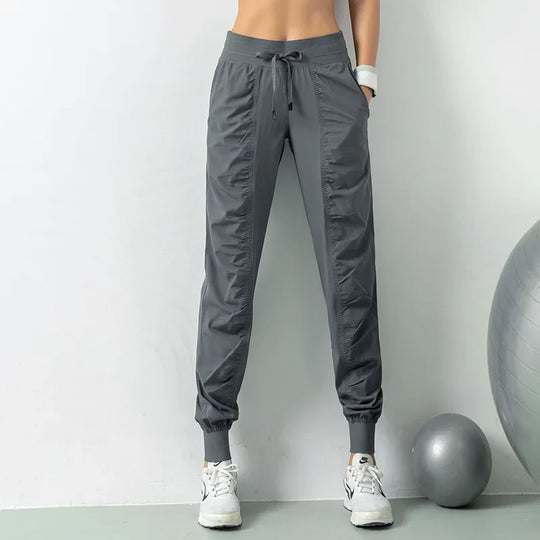 Heidi-Mode | Stoff Schnürsenkel Lauf Sport Joggers Frauen Schnell Trocknend Athletic Fitness Trainings Sweatpants mit Zwei Taschen Bewegung Hosen