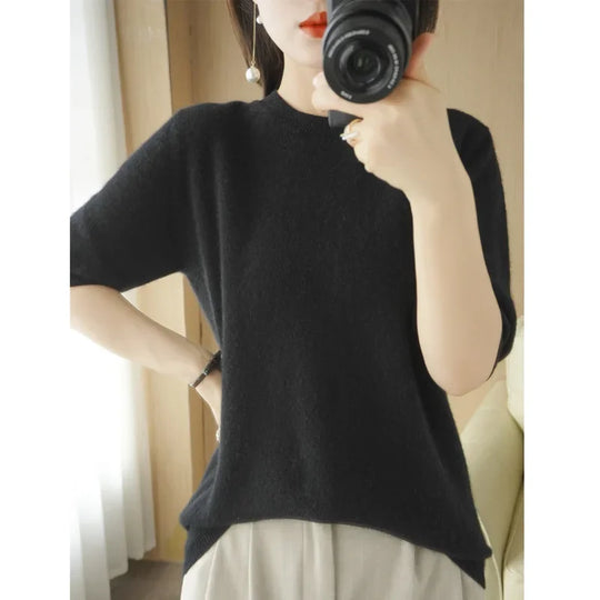 Heidi-Mode | Pull Tricoté À Manches Courtes Et Col Rond