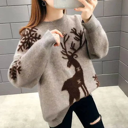 Heidi-Mode - Lässiger Winter Weihnachten Lockere Strickpullover für Frauen