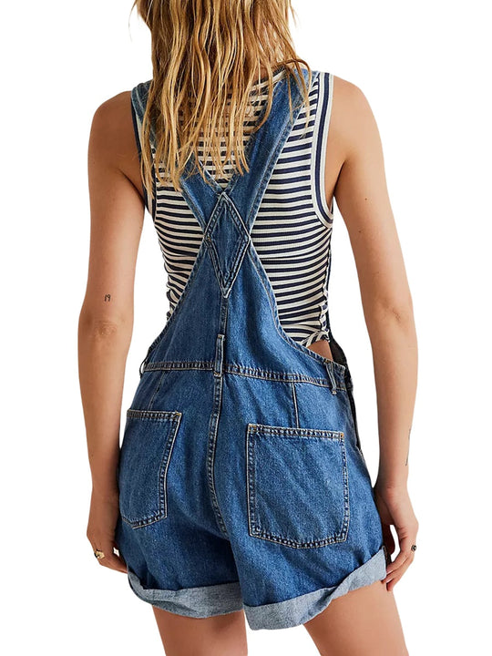 Heidi-Mode | Ärmelloses Denim Overall Jumpsuit für Frauen