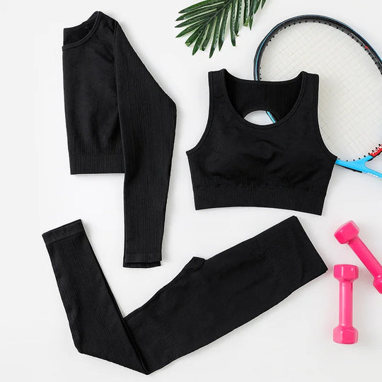 Heidi-Mode | Rid Seamless Yoga Set Frauen 2Pcs To Delet Langarm Crop Top T-Shirt Leggings Outfit Kleidung Fitness Kleidung Fitness Anzug Sport Set