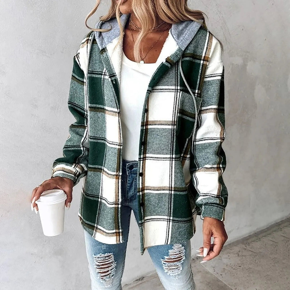 Heidi-Mode | Damen Karo Button-Up Jacke