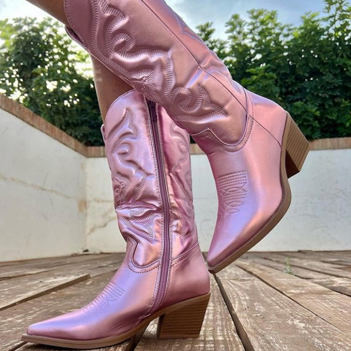 Rosa Cowboystiefel für Damen