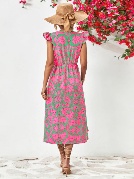 midi jurk met roze print