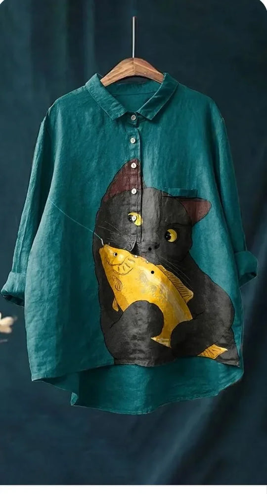 Heidi-Mode | Katzenkunst Auf Weißem T-Shirt