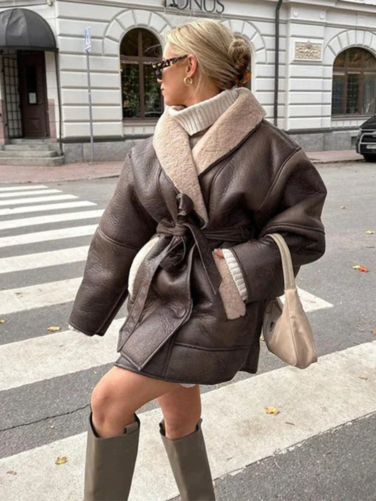 Heidi-Mode | Kragen Lederjacke Für Frauen