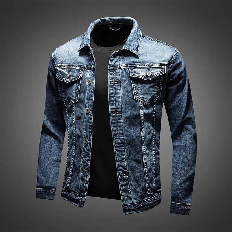 Heidi-Mode | Slim Fit Motorradstil Jeansjacke für Herren