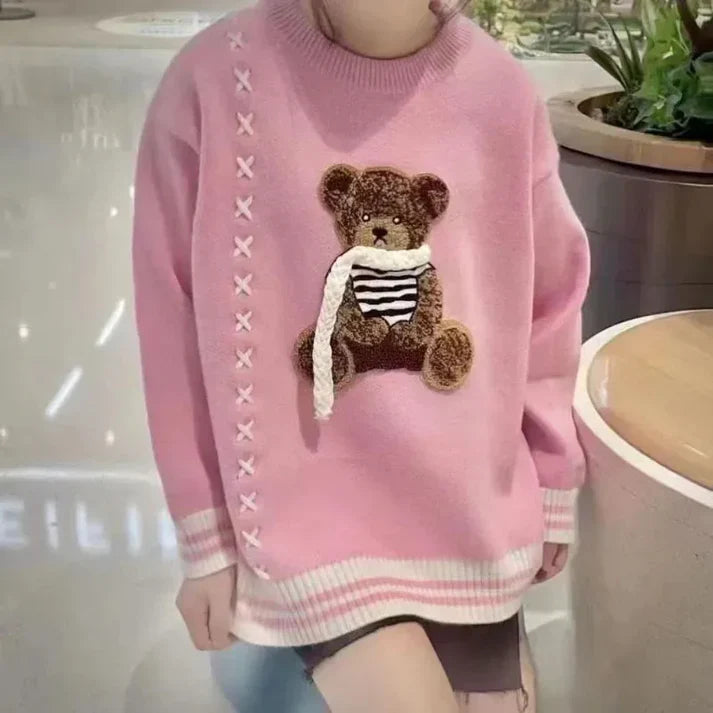 Heidi-Mode | Lässiger Teddybär Rundhals-Pullover