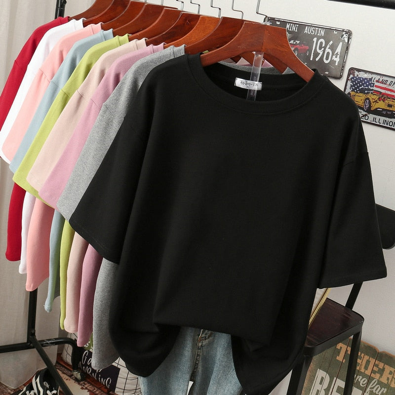 Heidi-Mode | Oversized Baumwoll-Basic-T-Shirt für Damen