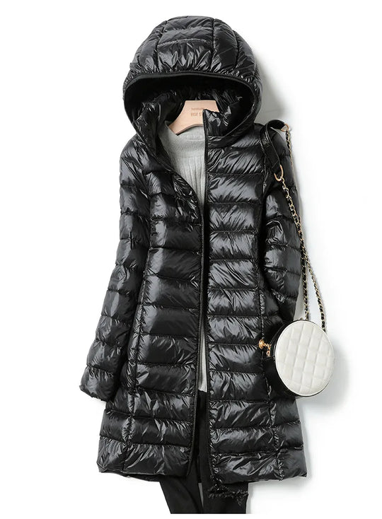 Heidi-Mode | Leichte Damen Daunenjacke mit Abnehmbarer Kapuze