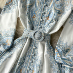 A-Linienkleid mit Gürtel und Blumenmuster