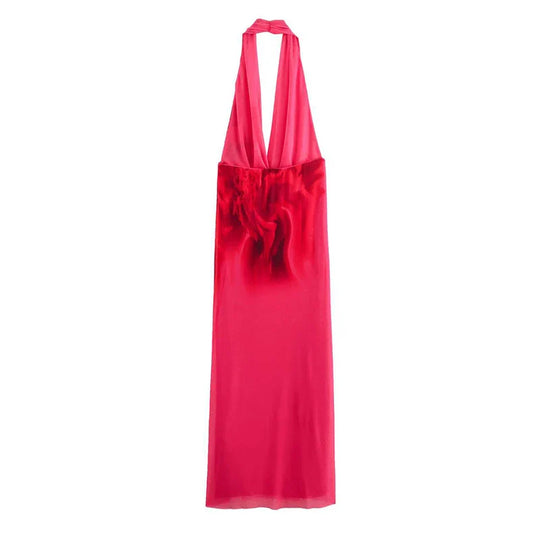 Heidi-Mode | Halter Offene V-Rückenlose Maxi Kleider