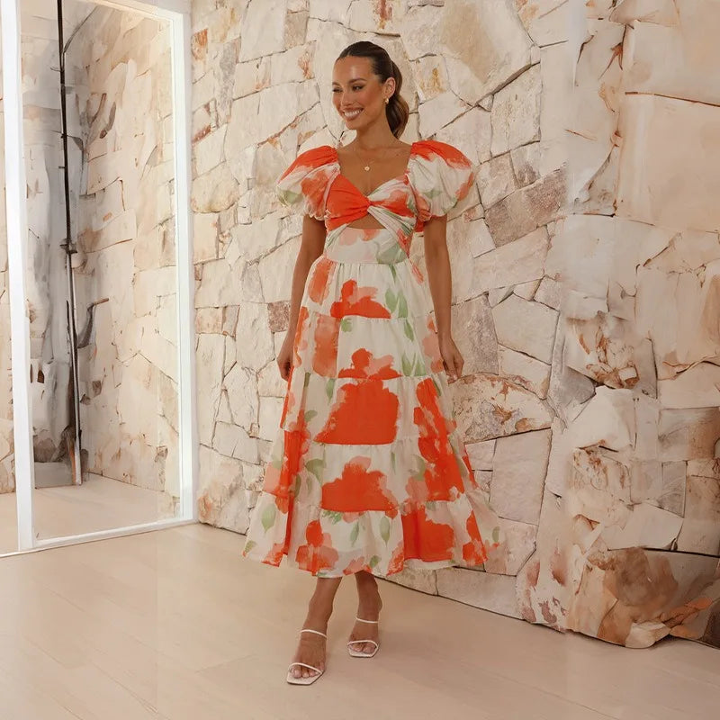 Heidi-Mode | Puffärmel Off Shoulder Maxi Kleider