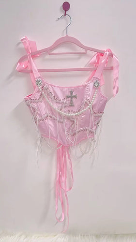 Heidi-Mode | Jahrgang Zur Spitzepe Fairy Grunge Halterneck Zur Spitzey2K Kleidung Y2K Crop Zur Spitze Goth Kleidung Y2K Zur Spitze Y2K Modey2K Mode Pink Zur Spitzepe Korsett Zur Spitzepe