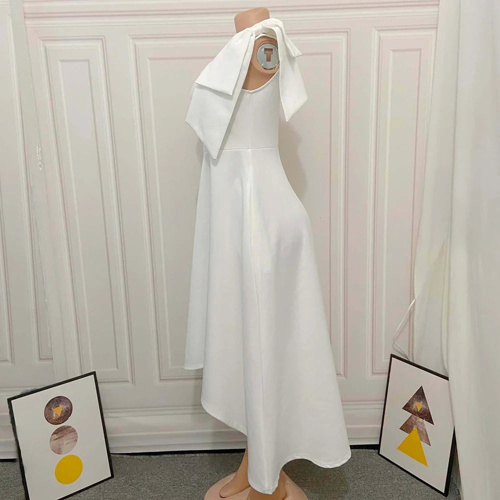Heidi-Mode | Ein Schulter Bow Ärmelloses Kleid