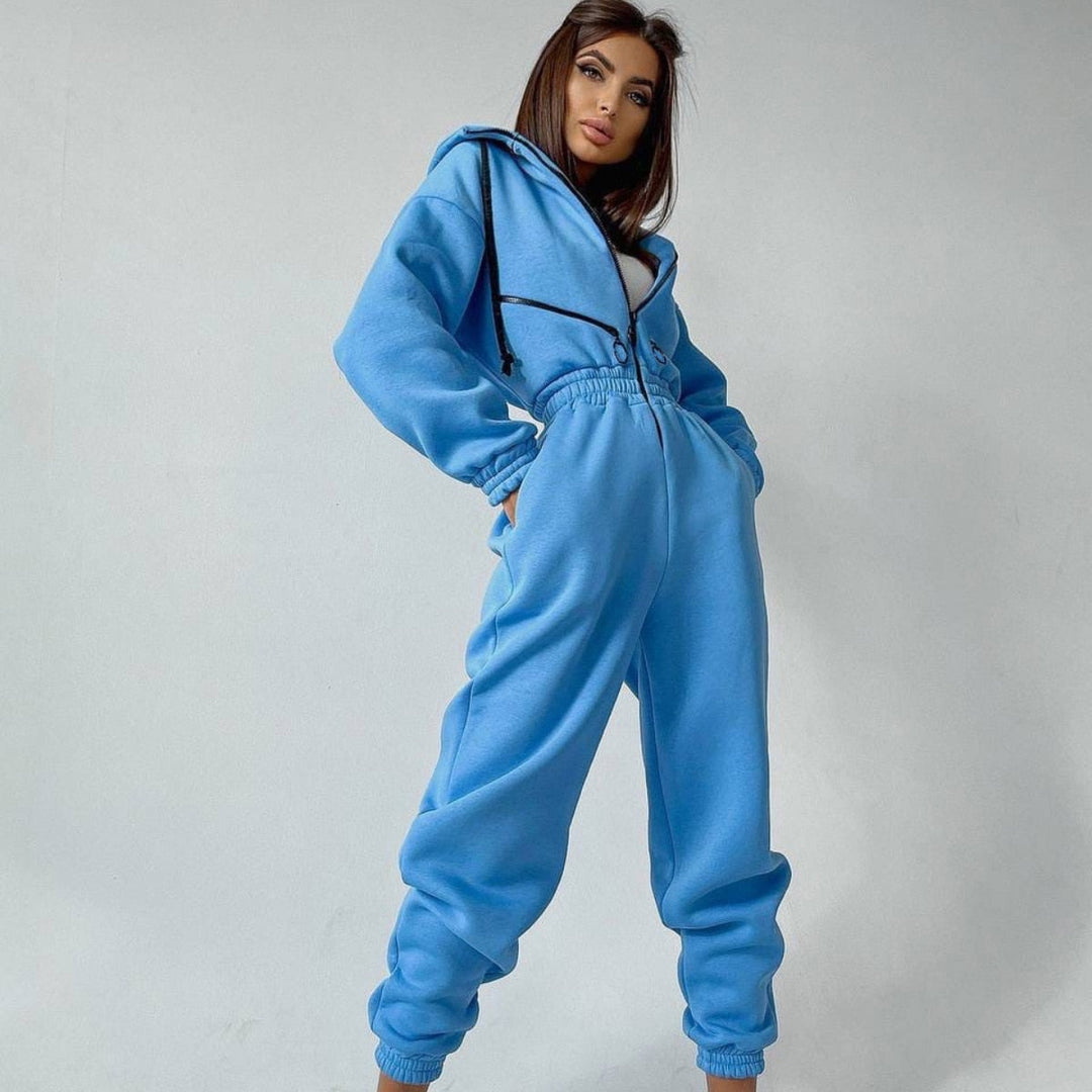 Heidi-Mode | Modischer Onesie mit Kapuze Sweatanzug für Frauen