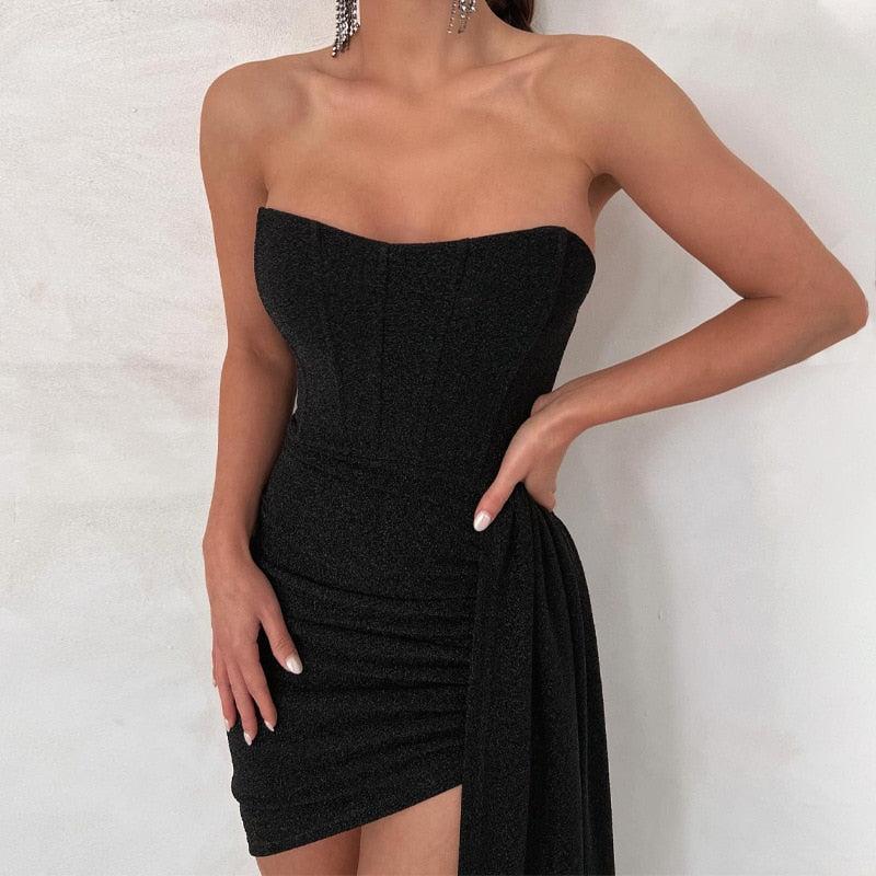 trägerloses Glitzerkleid - Erika