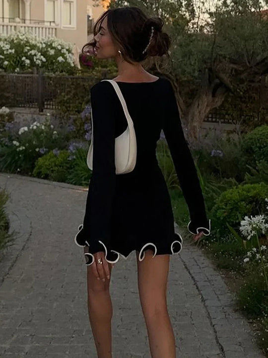 Heidi-Mode | Rüsch High Waist Strick Mini Kleid