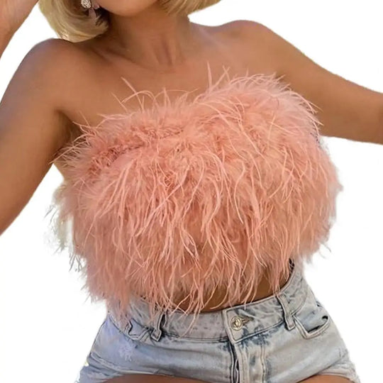 Heidi-Mode | Party Crop Top Verdeckter Reißverschluss Leichtgewichtig Bauchnabel Ausgestellt Ohne Ärmel Off Shoulder Damen Camisole Frauen Tube Top Guter Look