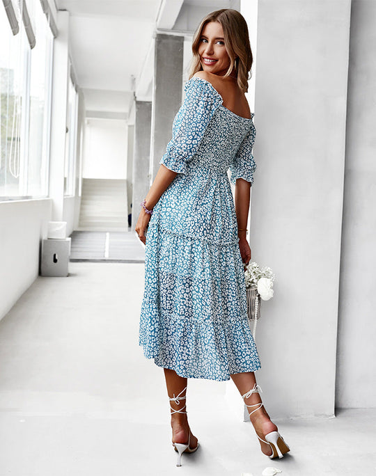 off-shoulder jurk met luipaardprint