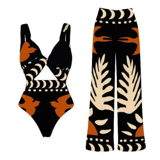 Heidi-Mode | Europa und Usa Neue Badeshorts Retro Gedruckte Mesh Hosen Bikini Konservative Damen Badeanzug