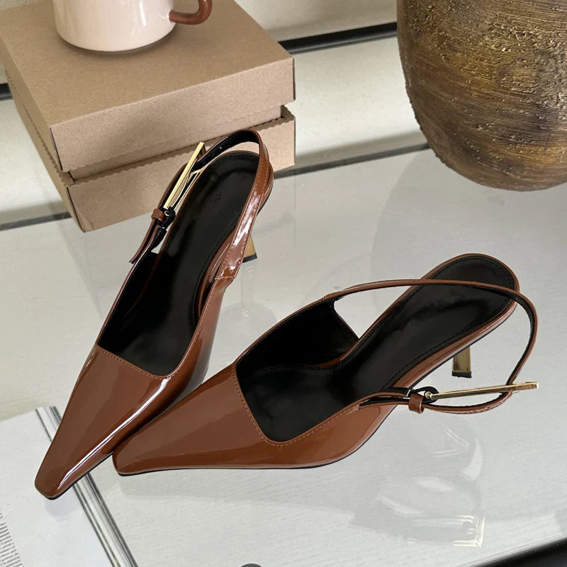 Heidi-Mode | Eilyken Straße Stil Sexy Spitz Zehen Metall Schnalle Riemen Frauen Pumps Stripper Sandalen Slingback High Heels Schuhe
