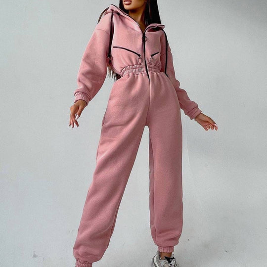 Heidi-Mode | Modischer Onesie mit Kapuze Sweatanzug für Frauen