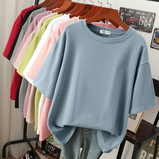 Heidi-Mode | Oversized Baumwoll-Basic-T-Shirt für Damen
