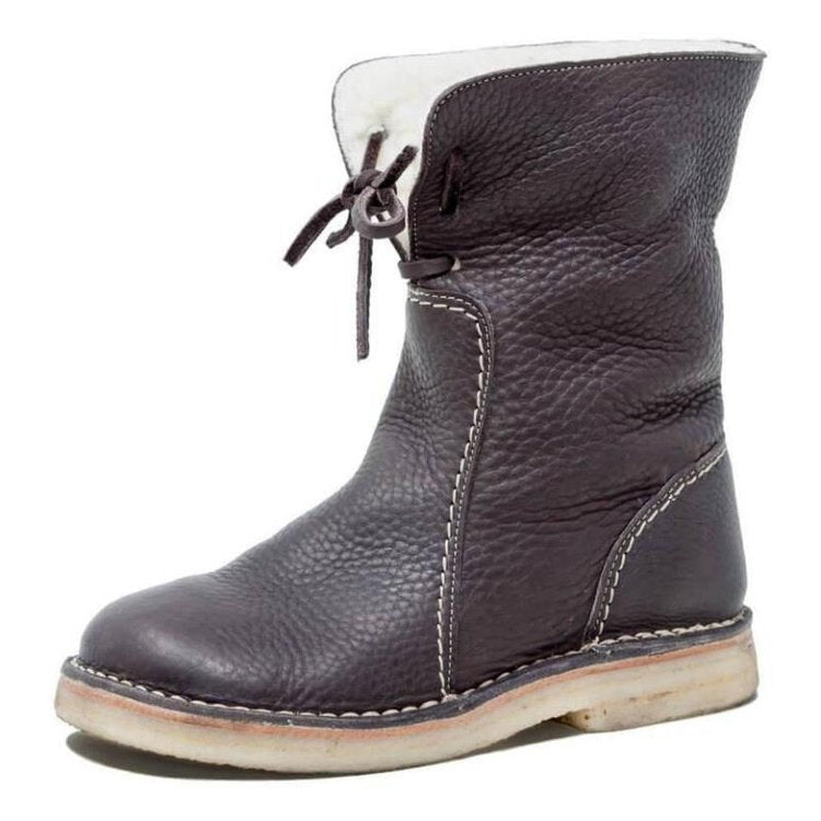 Heidi-Mode | Wasserdichte Lederstiefel mit warmem Wollfutter