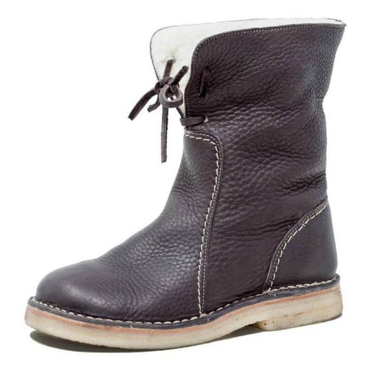 Heidi-Mode | Wasserdichte Lederstiefel mit warmem Wollfutter