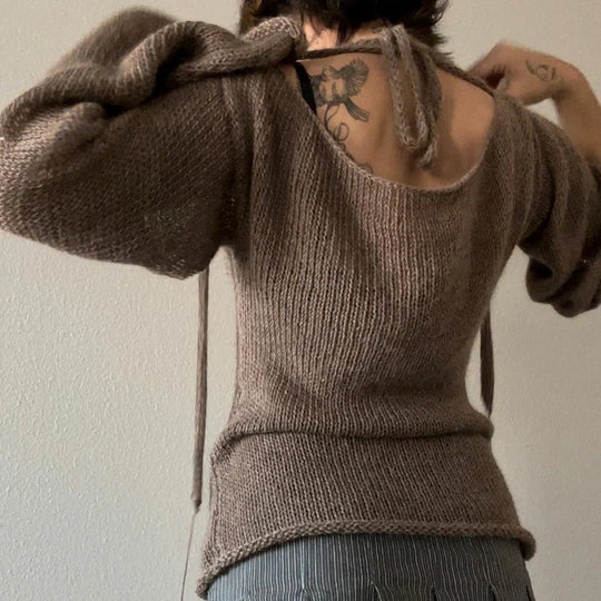 Lockerer Strickpullover mit Glockenärmeln