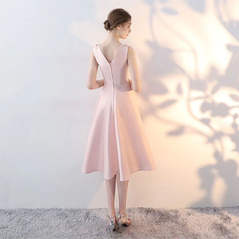Heidi-Mode | Luxus Abendkleider Pink Festkleid Koreanische Mittelänge Elegantes Brautjungfernkleid für Frauen
