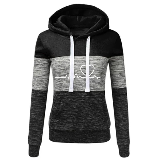 Heidi-Mode | Sweat À Capuche Schnitt Slim Mit Herz Und Beat Druck Für Frauen