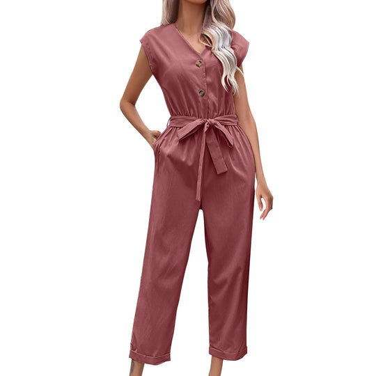 Stilvoller Jumpsuit mit kurzen Ärmeln und verkürzter Hose