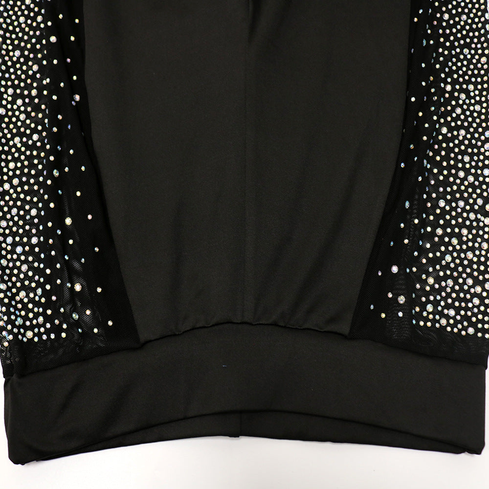 Heidi-Mode | Funkelndes Kristall Crop Top & Mesh Leggings Satzs