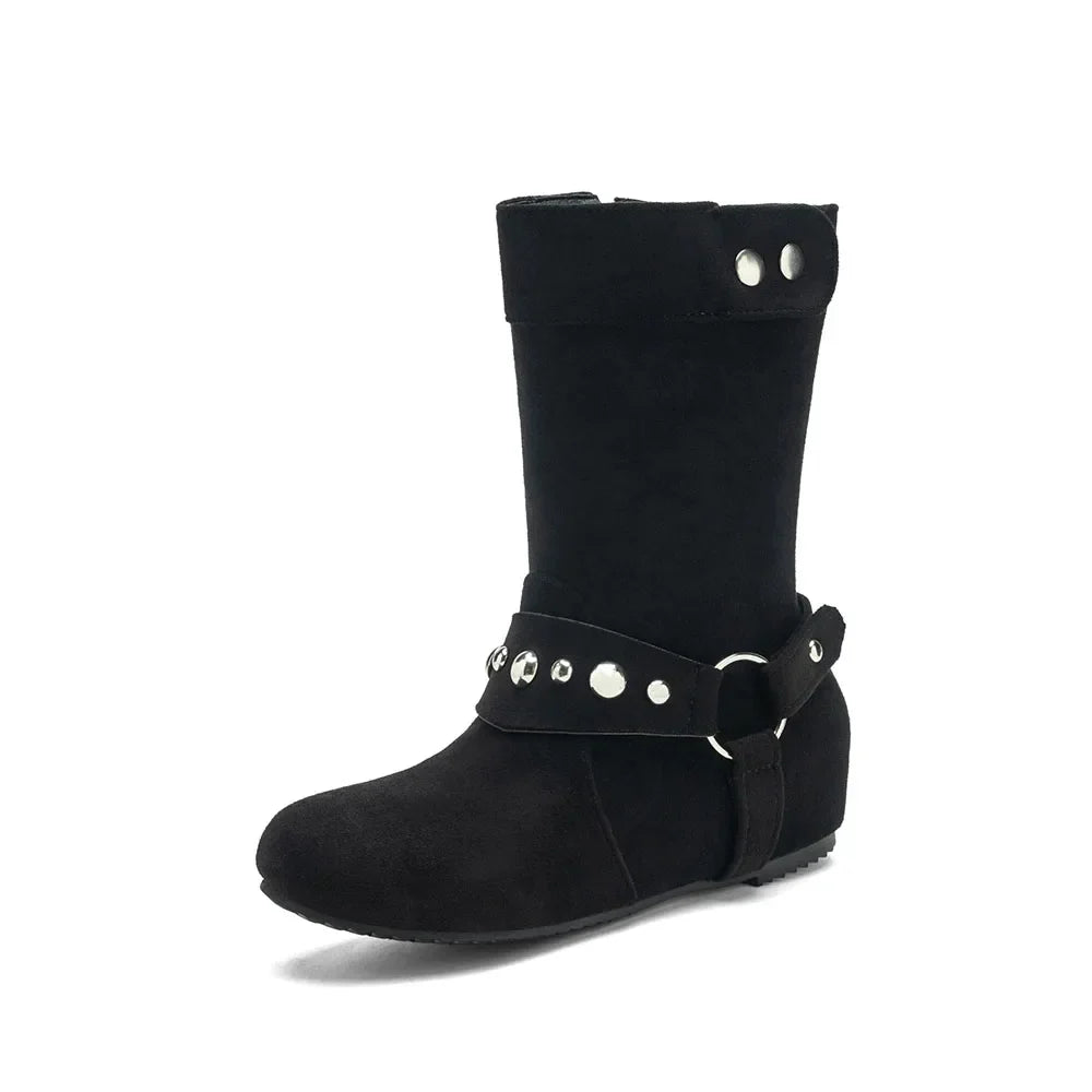 Heidi-Mode | Cowboy-Stiefeletten für Damen mit niedrigem Absatz und rutschfester PU-Sohle